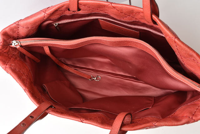 Top Quality Chanel Quilted Leather Shoulder Tote Bag Dark Pink/Silver