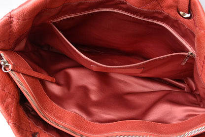 Top Quality Chanel Quilted Leather Shoulder Tote Bag Dark Pink/Silver