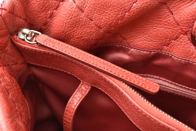 Top Quality Chanel Quilted Leather Shoulder Tote Bag Dark Pink/Silver