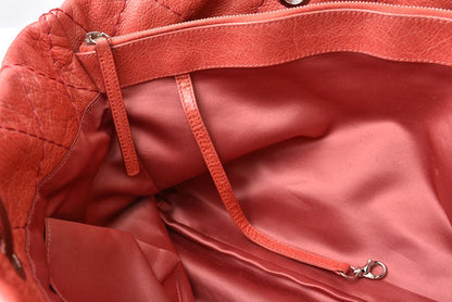 Top Quality Chanel Quilted Leather Shoulder Tote Bag Dark Pink/Silver