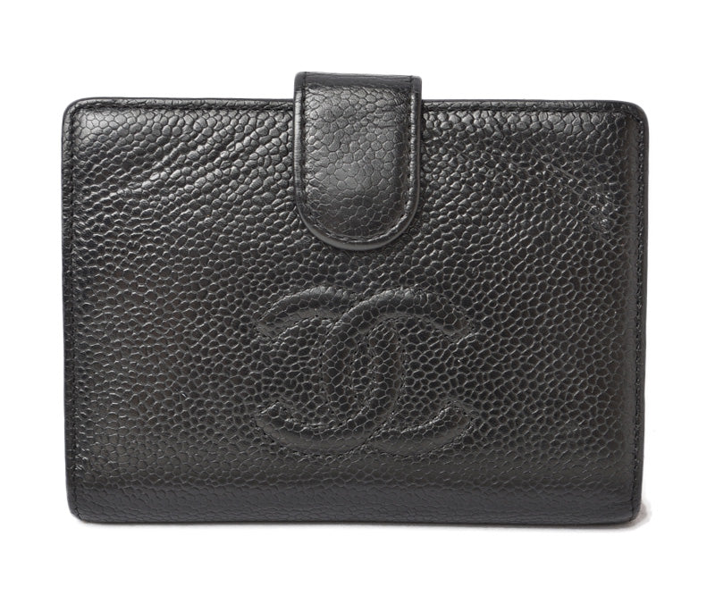 Top Quality Chanel Caviar Skin Vintage Wallet Black