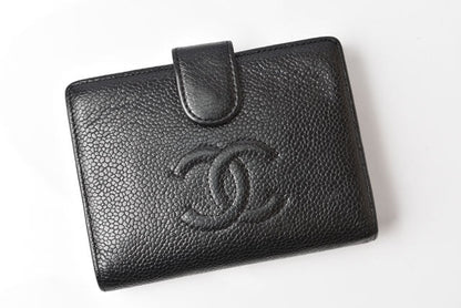 Top Quality Chanel Caviar Skin Vintage Wallet Black