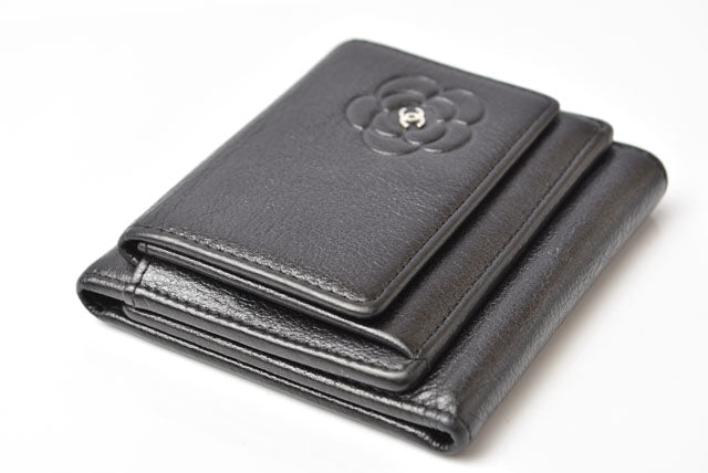 Top Quality Chanel Camellia Lambskin Compact Wallet