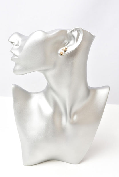 Top Quality Chanel Double CC Mark Rhinestone Earrings Gold/Silver