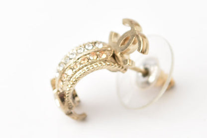 Top Quality Chanel Double CC Mark Rhinestone Earrings Gold/Silver