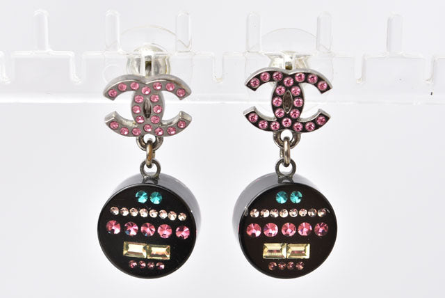 Top Quality Chanel CC Circle Rhinestone Earrings