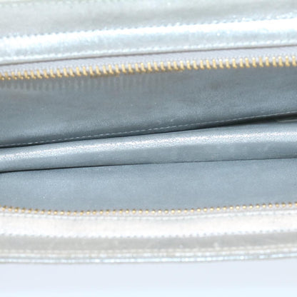 Top Quality Chanel Clutch Bag Leather Silver CC Auth 26857A