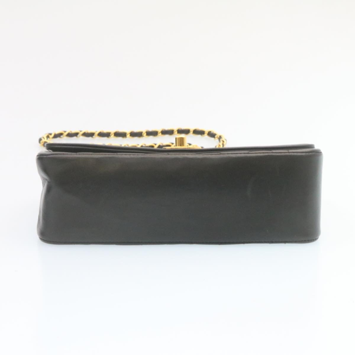 Top Quality Chanel Chain Turn Lock Diana Matelasse Shoulder Bag Lamb Skin Black Auth 28643A
