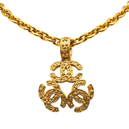 Top Quality Chanel Vintage Triple Coco Mark Gold Plated Necklace