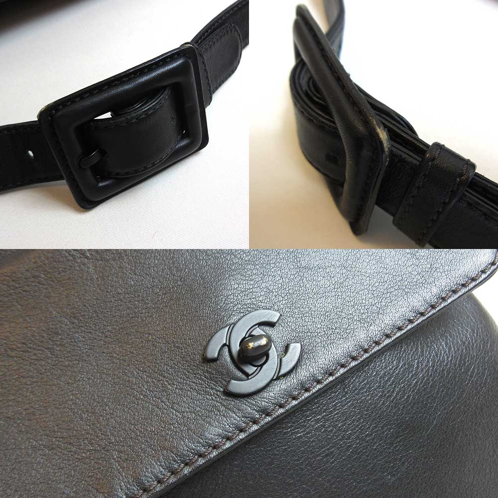 Top Quality Chanel Leather Waist Pouch Black
