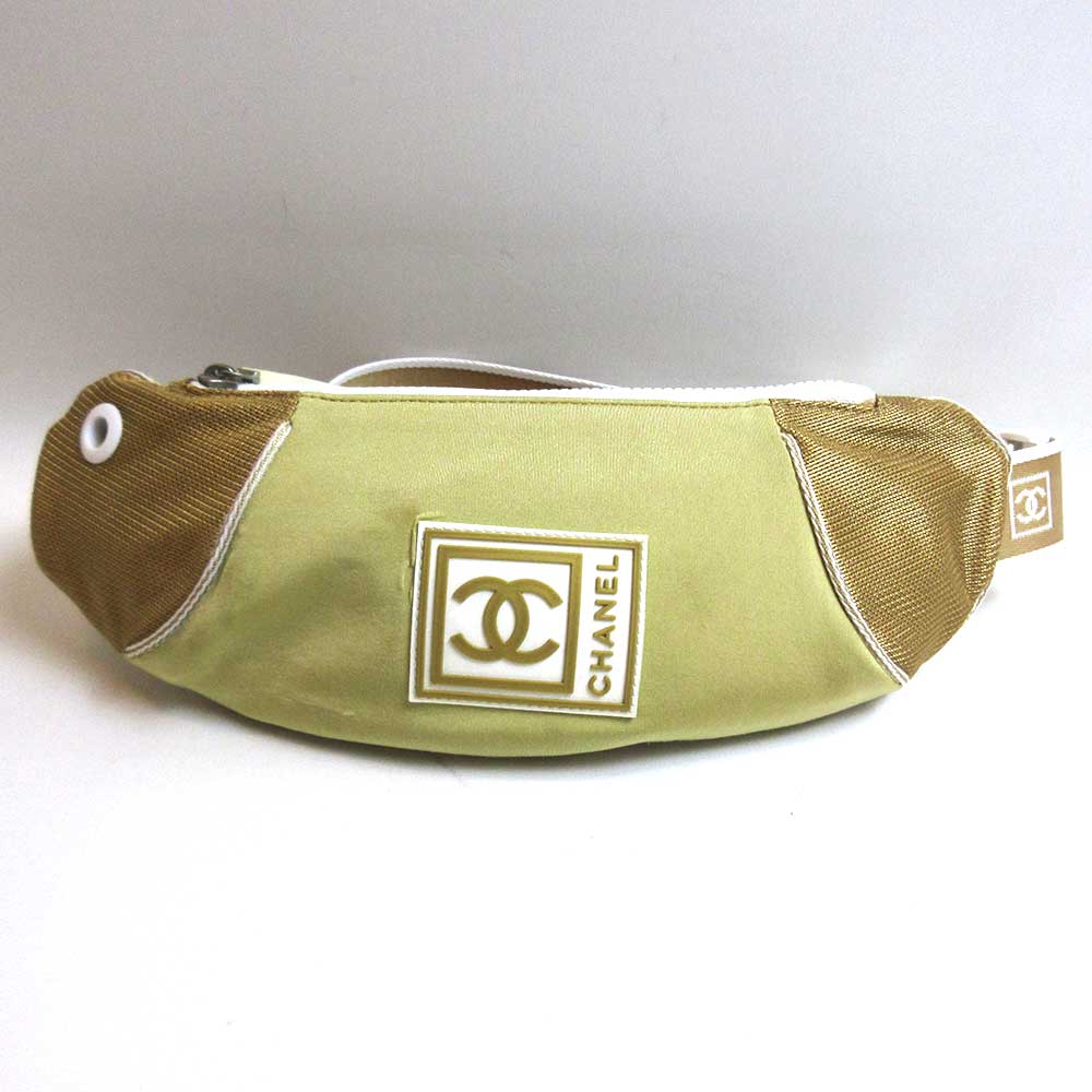 Top Quality Chanel Nylon Waist Pouch Body Bag Beige New
