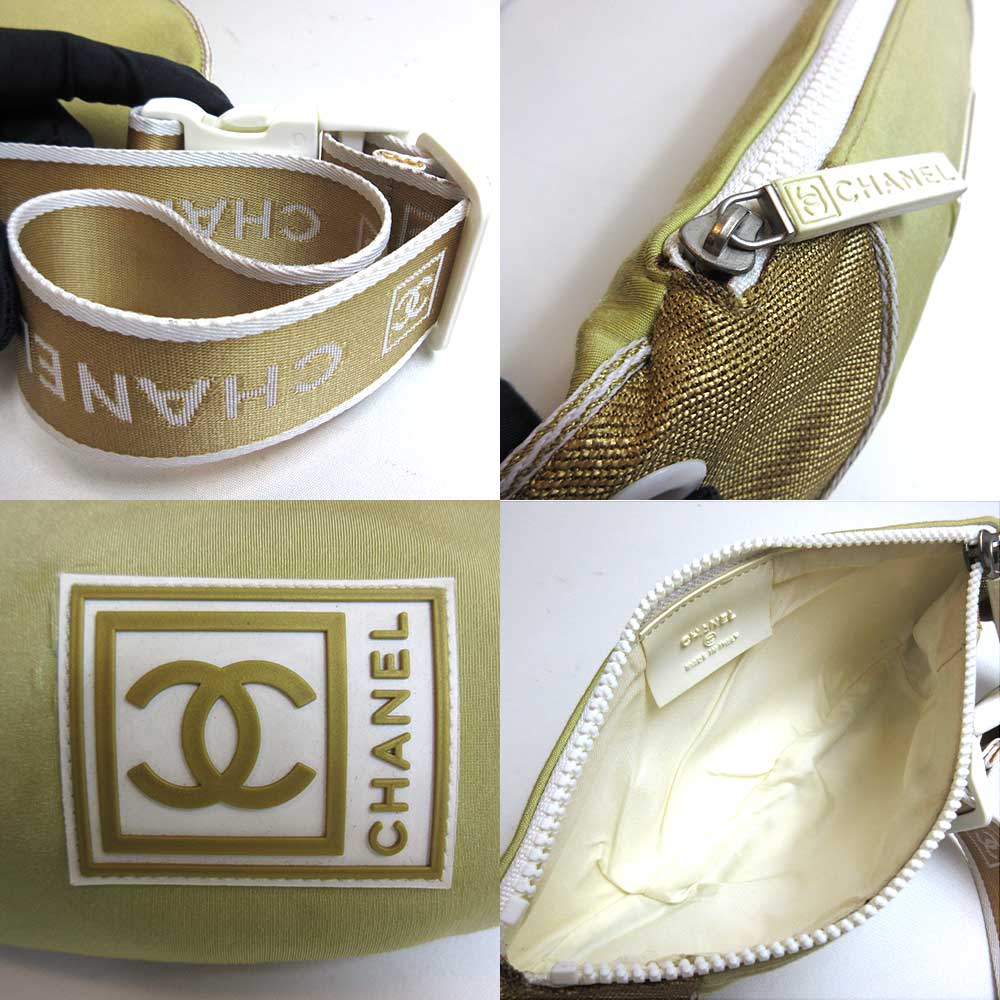Top Quality Chanel Nylon Waist Pouch Body Bag Beige New