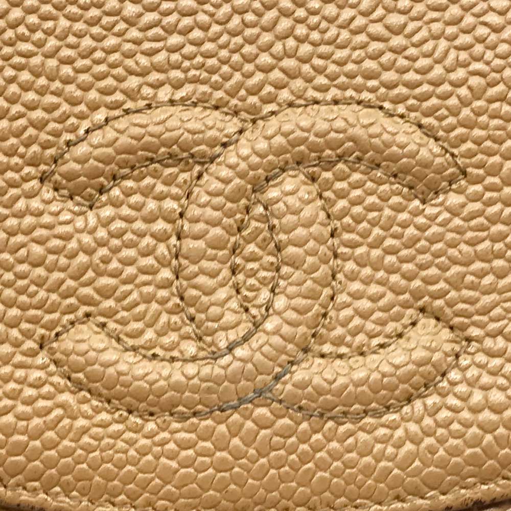 Top Quality Chanel Caviar Skin Bifold Wallet Beige