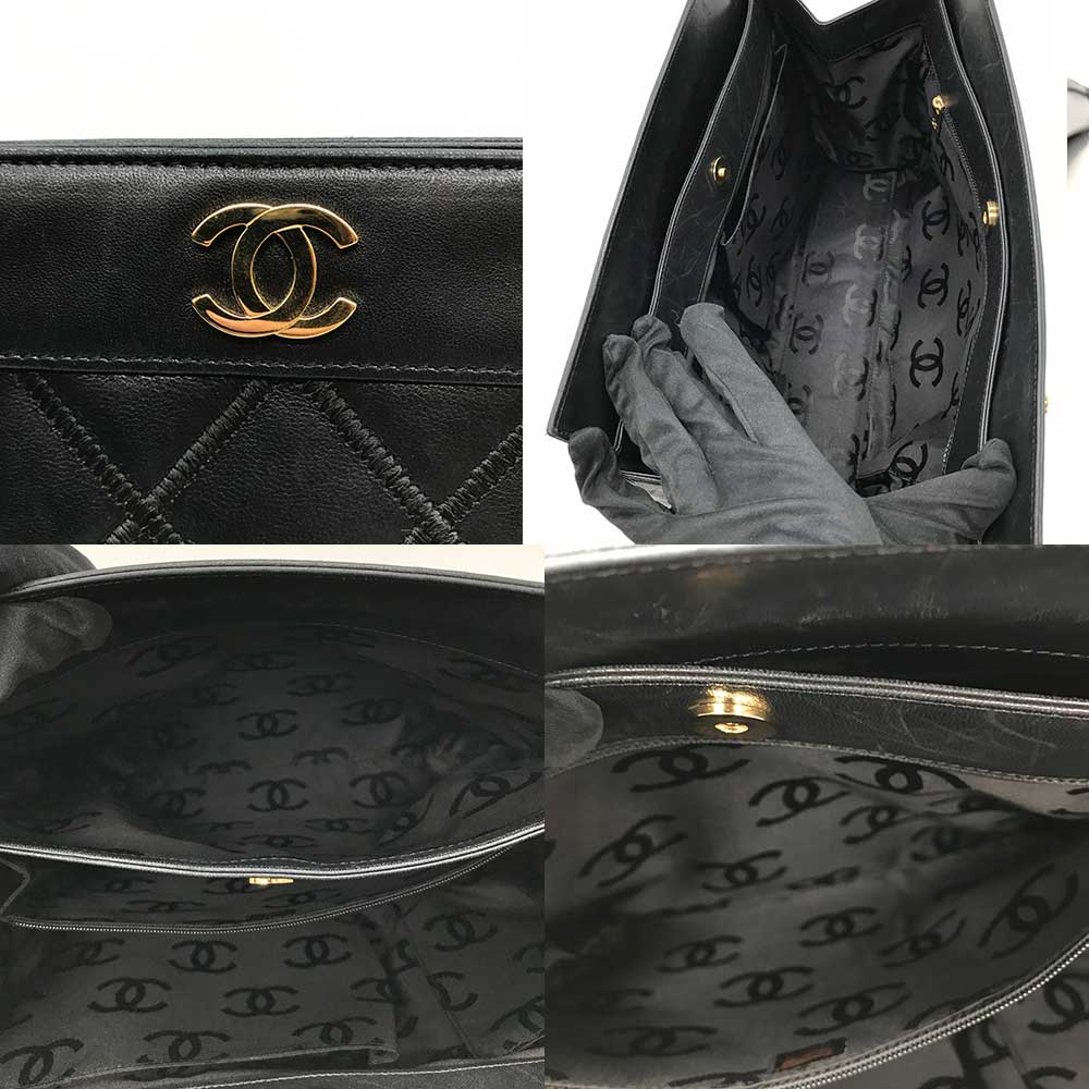 Top Quality Chanel Leather Bicolore Double Chain Tote Bag