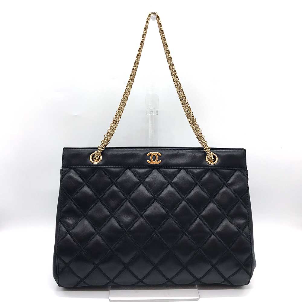 Top Quality Chanel Leather Bicolore Double Chain Tote Bag