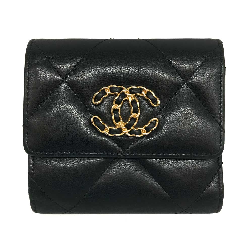 Top Quality Chanel Lambskin Small Flap Mini Wallet Black