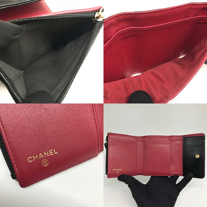 Top Quality Chanel Lambskin Small Flap Mini Wallet Black