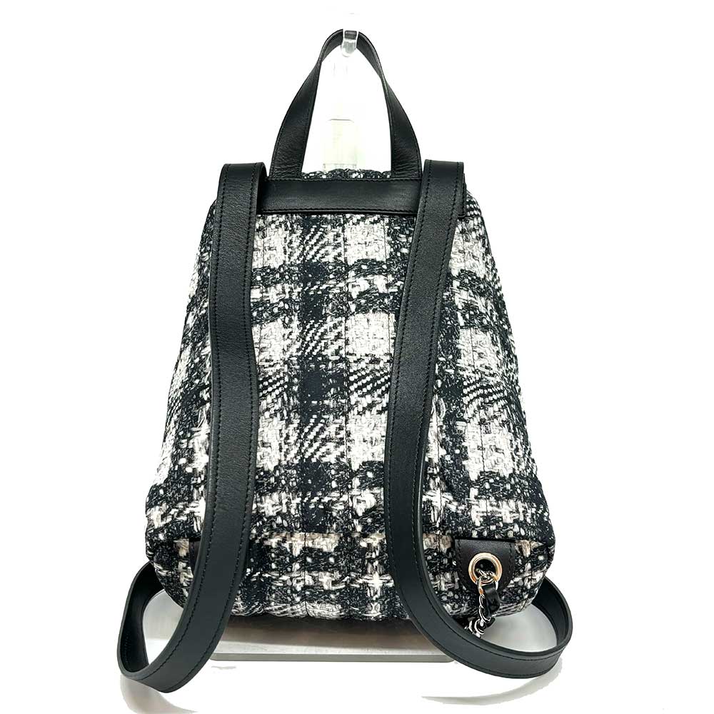 Top Quality Chanel Nylon Backpack Tweed Black White