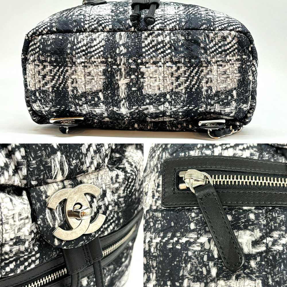 Top Quality Chanel Nylon Backpack Tweed Black White