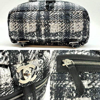 Top Quality Chanel Nylon Backpack Tweed Black White