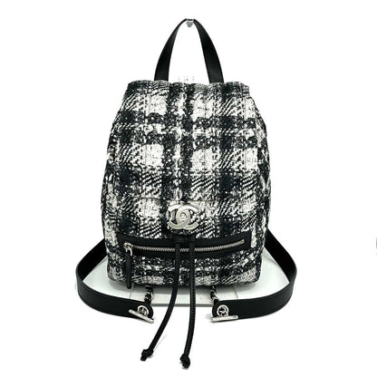 Top Quality Chanel Nylon Backpack Tweed Black White