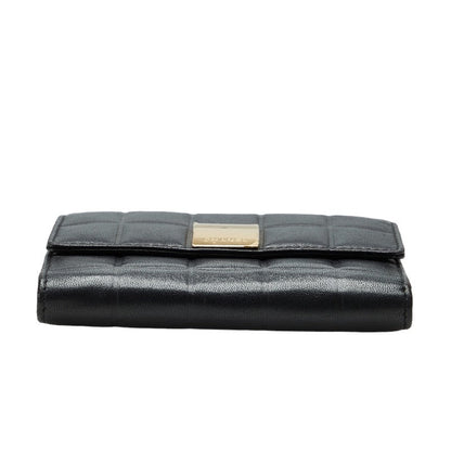 Top Quality Chanel Chocolate Bar Three Folded Wallet Black Leather
