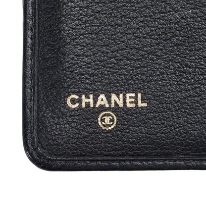 Top Quality Chanel CAMERIA COCOMARK Folding Wallet Black Leather  CHANEL
