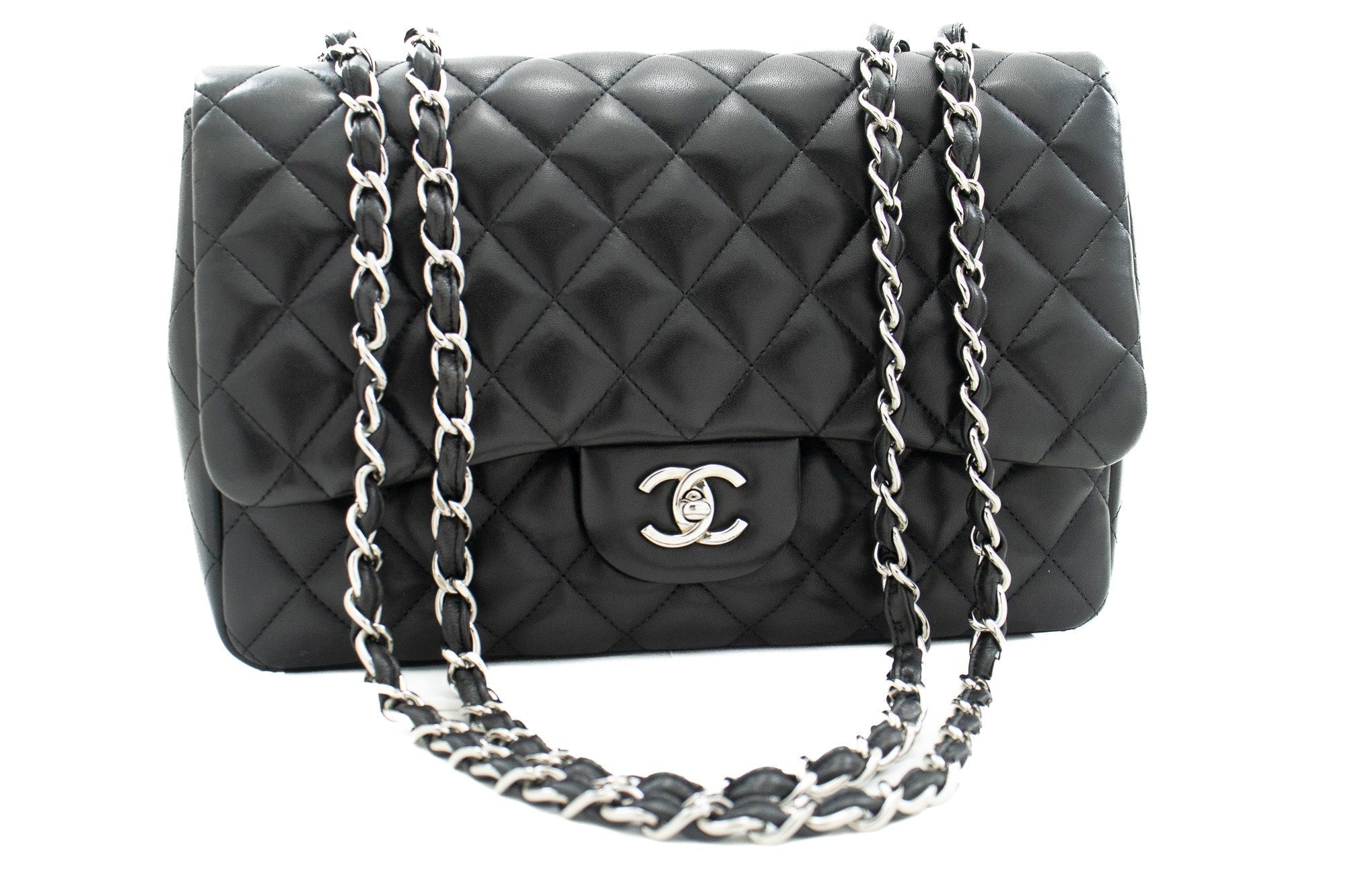 Top Quality Chanel Classic Large 11 Chain Shoulder Bag New Black Lambskin