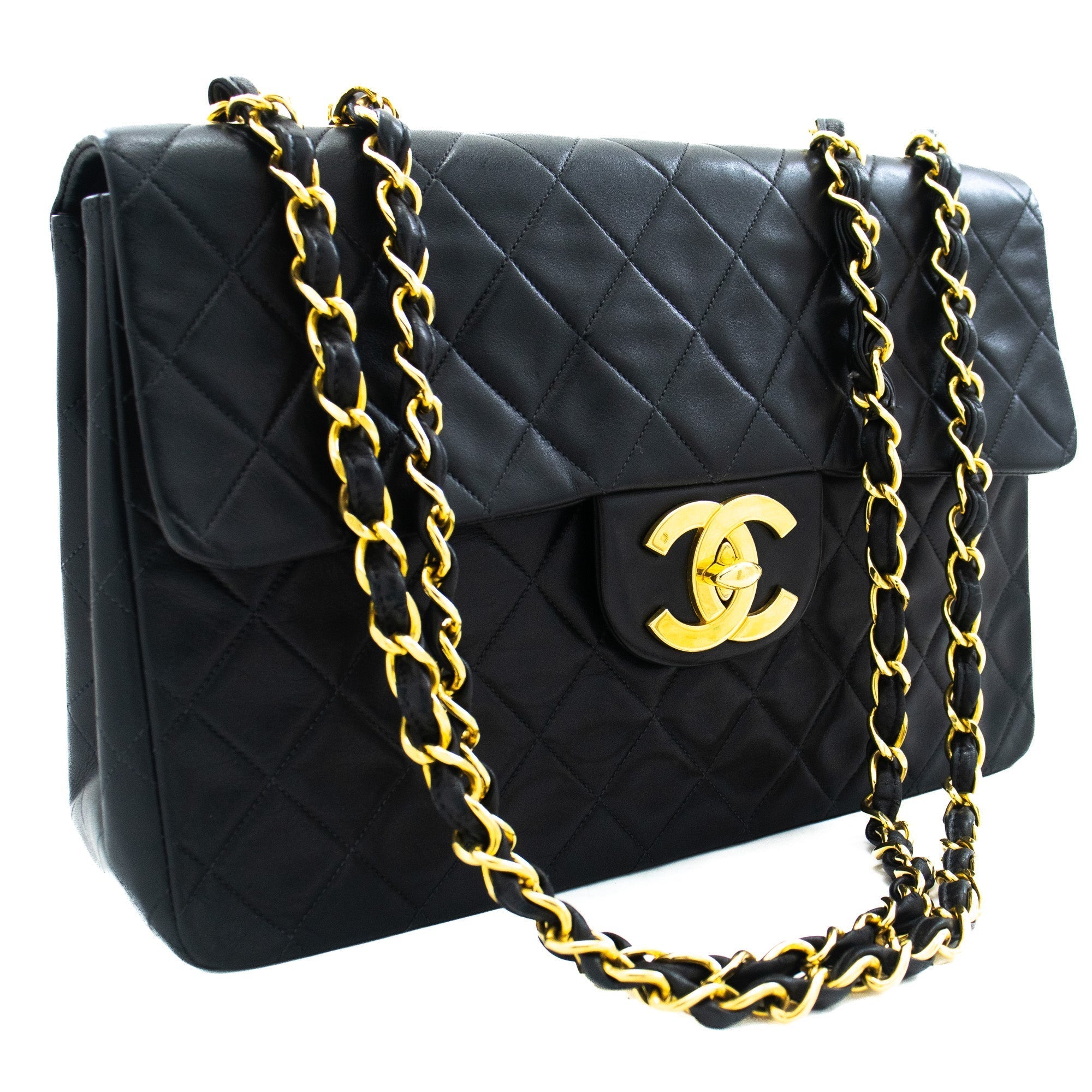 Top Quality Chanel Classic Large 13 New Chain Shoulder Bag Black Lambskin