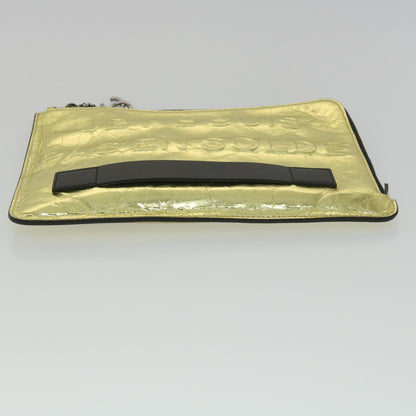 Top Quality Chanel Clutch Bag Metallic Leather Gold A82164 CC Auth 38172