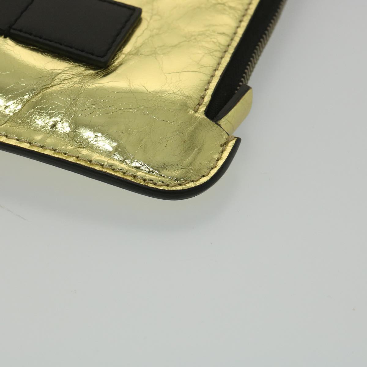Top Quality Chanel Clutch Bag Metallic Leather Gold A82164 CC Auth 38172