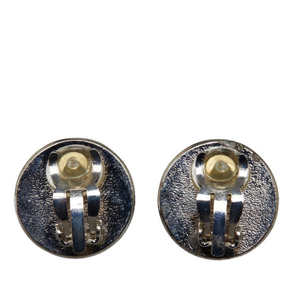 Top Quality Chanel Coco Mark Enamel Earrings Silver White Metal