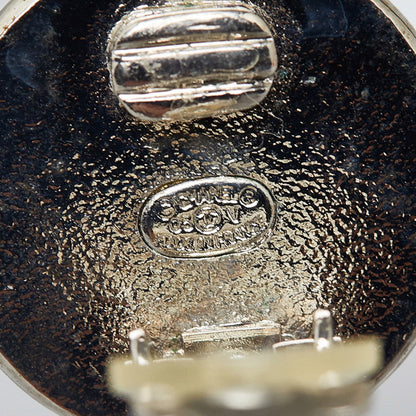 Top Quality Chanel Coco Mark Enamel Earrings Silver White Metal