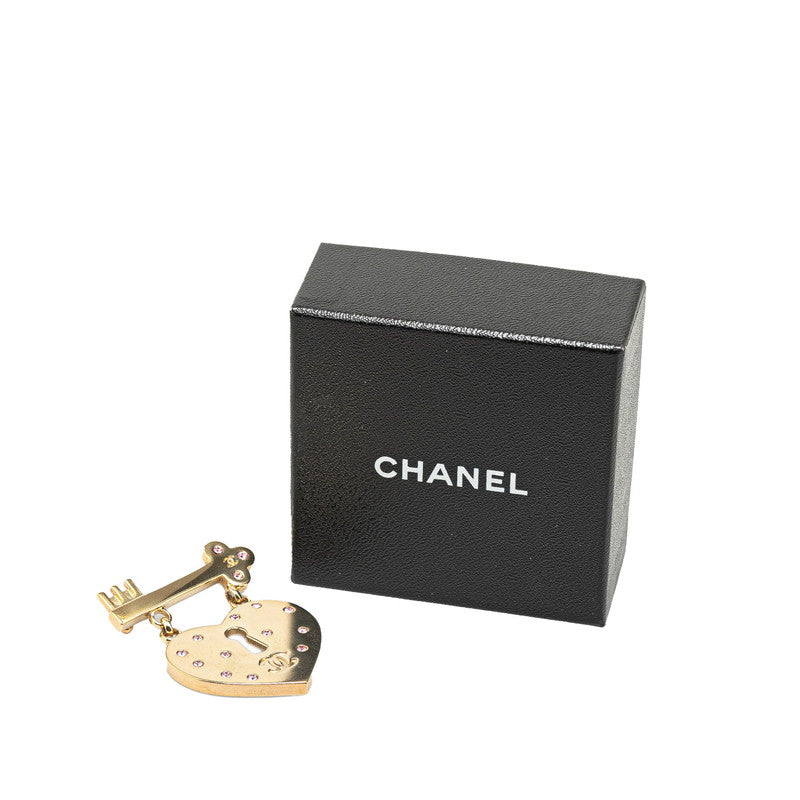Top Quality Chanel Coco Mark Heart Key Motif Rhinestone Brooch