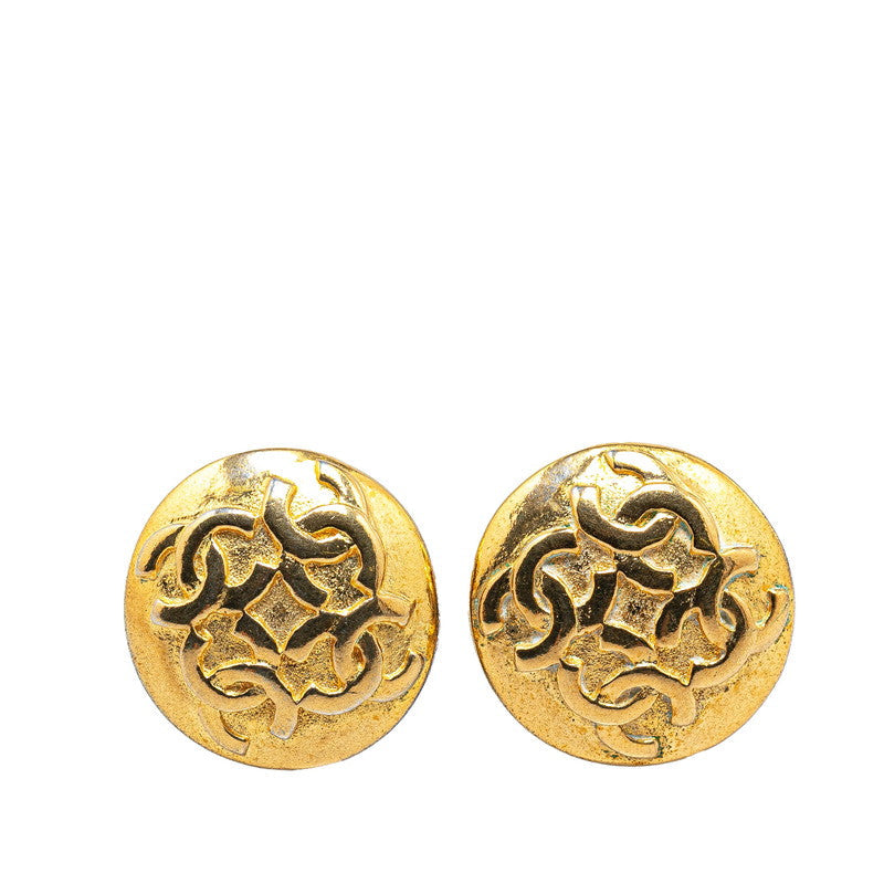 Top Quality Chanel Vintage Coco Mark Round Earrings Gold