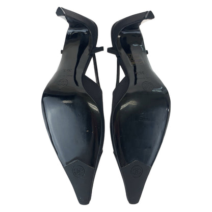 Top Quality Chanel Satin Coco Mark Black Pumps