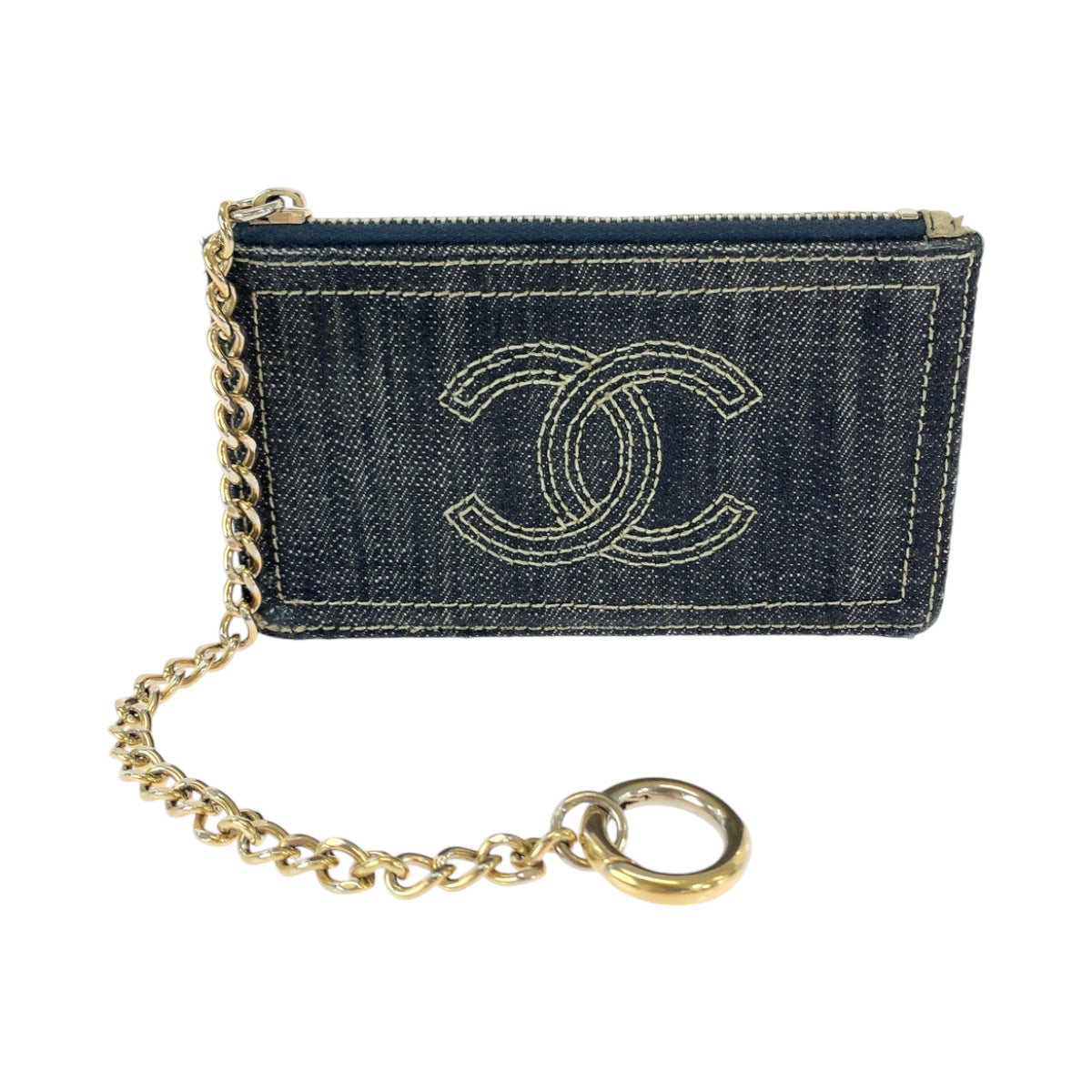 Top Quality Chanel Denim Coin Case with Chain