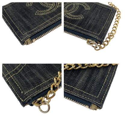 Top Quality Chanel Denim Coin Case with Chain