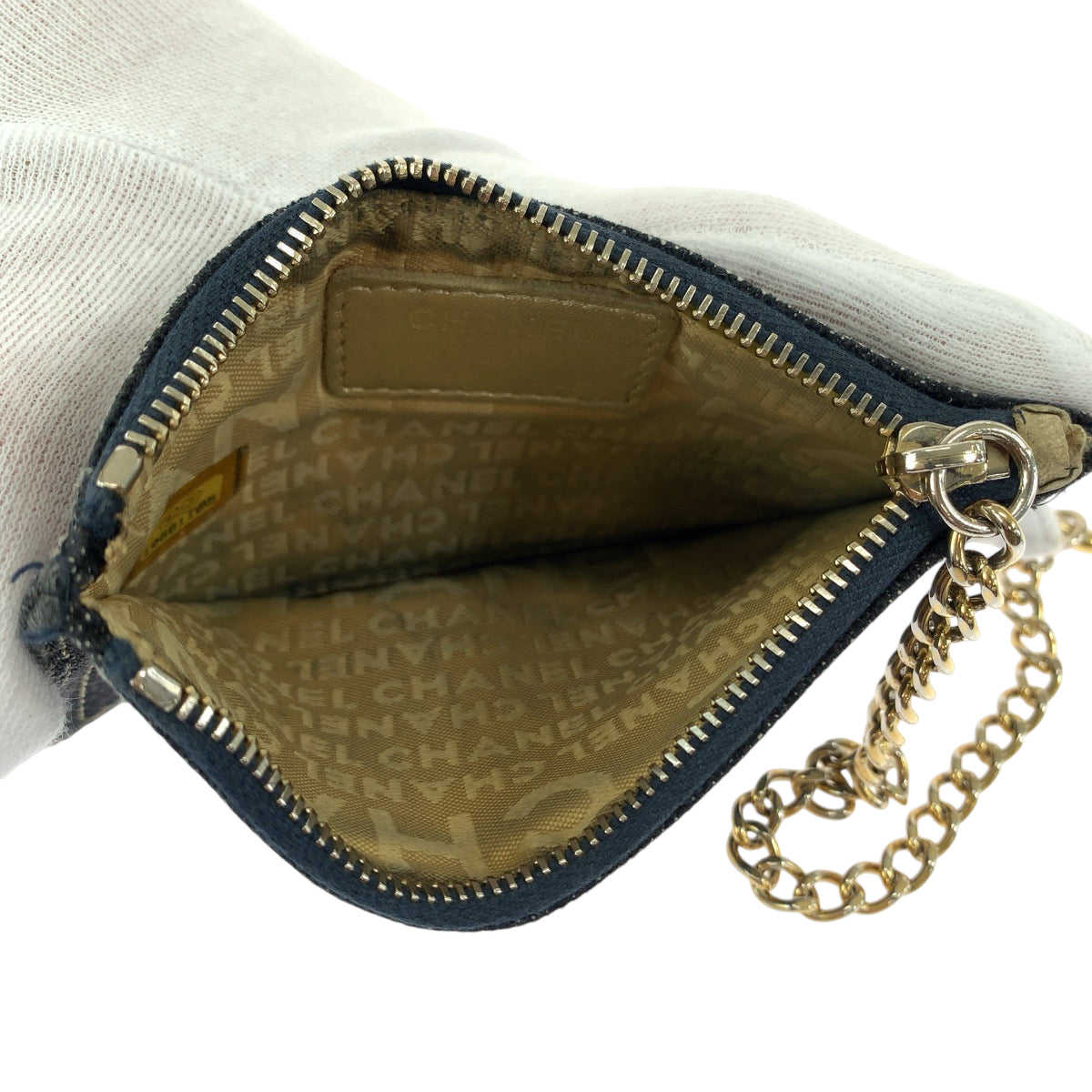 Top Quality Chanel Denim Coin Case with Chain
