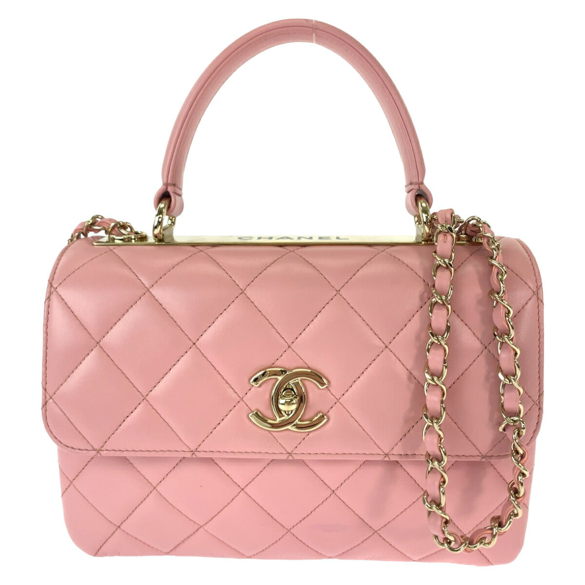 Top Quality Chanel Lambskin Matelasse Turn Lock Logo Handbag