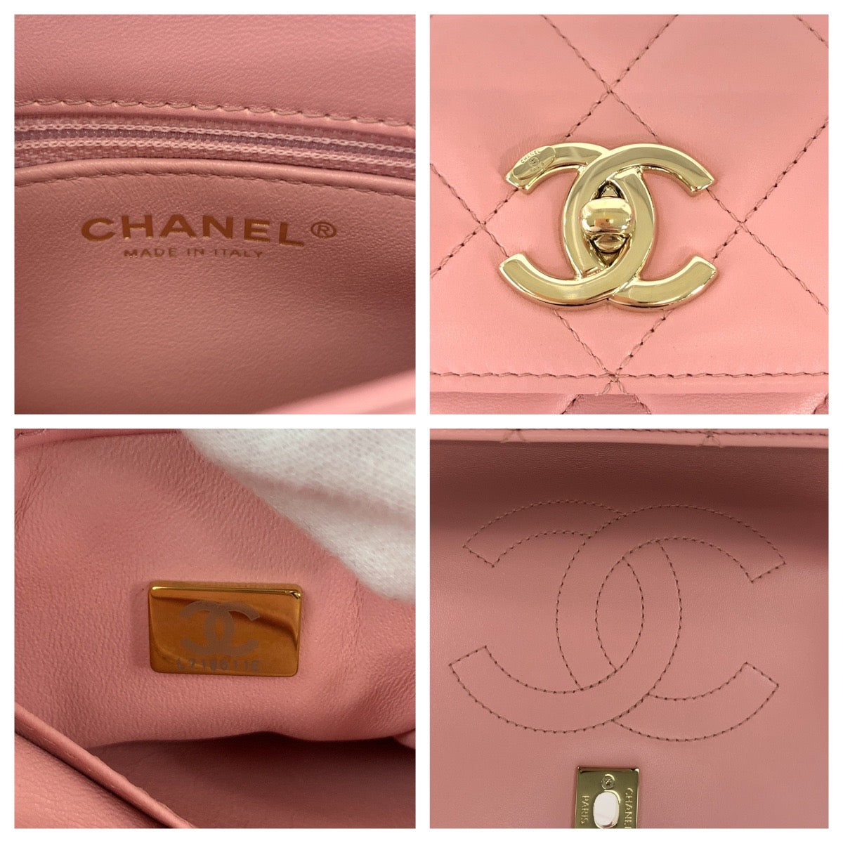 Top Quality Chanel Lambskin Matelasse Turn Lock Logo Handbag