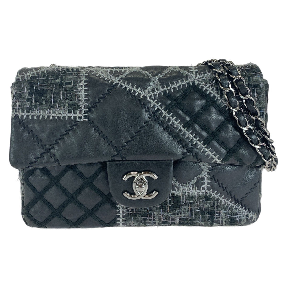 Top Quality Chanel Lambskin Tweed Wild Stitch Patchwork Shoulder Bag