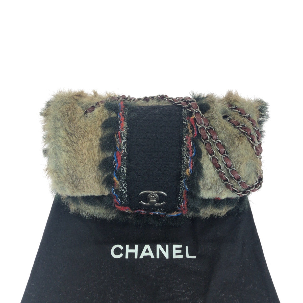 Top Quality Chanel Vintage Coco Mark Turn Lock Fur Shoulder Bag