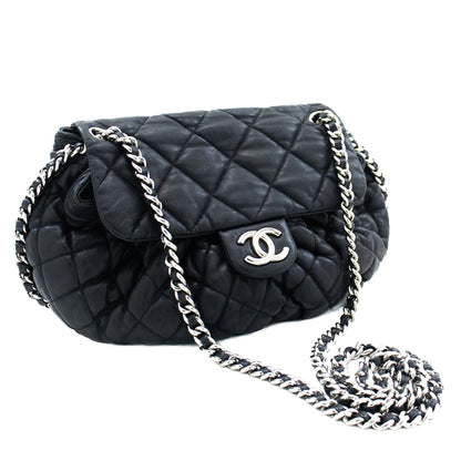 Top Quality Chanel Chain Around Shoulder Bag Crossbody Black Calfskin Leather