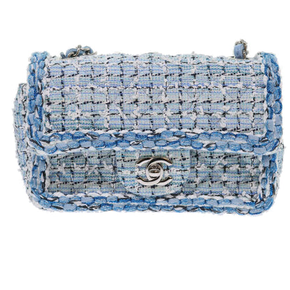 Top Quality Chanel Chain Shoulder Bag Tweed Blue CC Auth 47496A