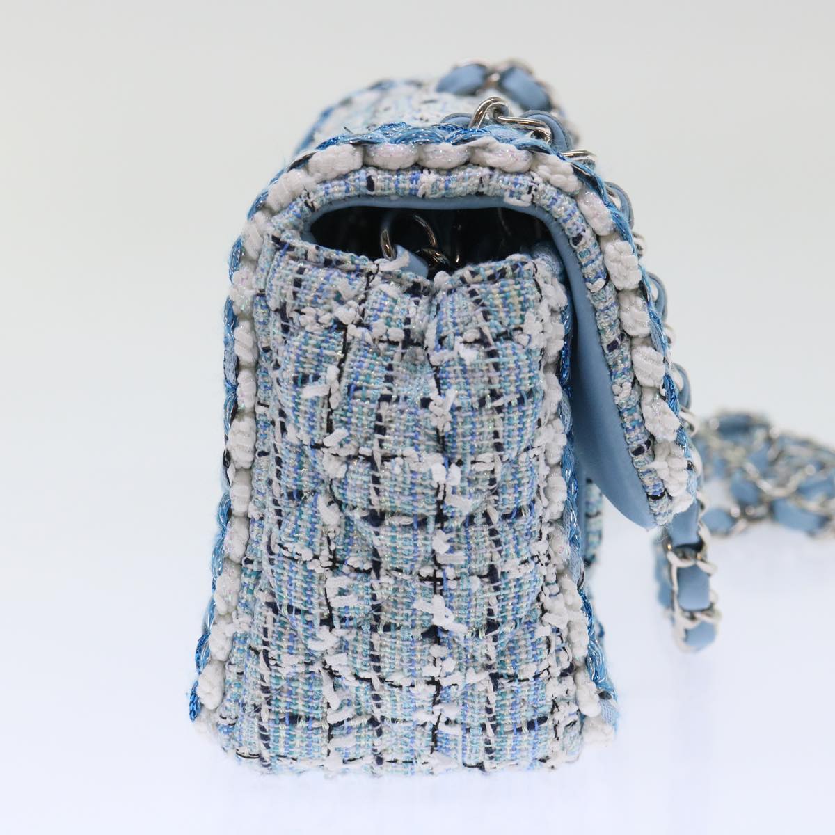 Top Quality Chanel Chain Shoulder Bag Tweed Blue CC Auth 47496A
