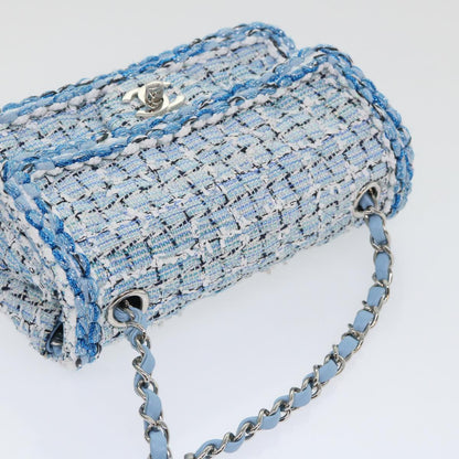 Top Quality Chanel Chain Shoulder Bag Tweed Blue CC Auth 47496A