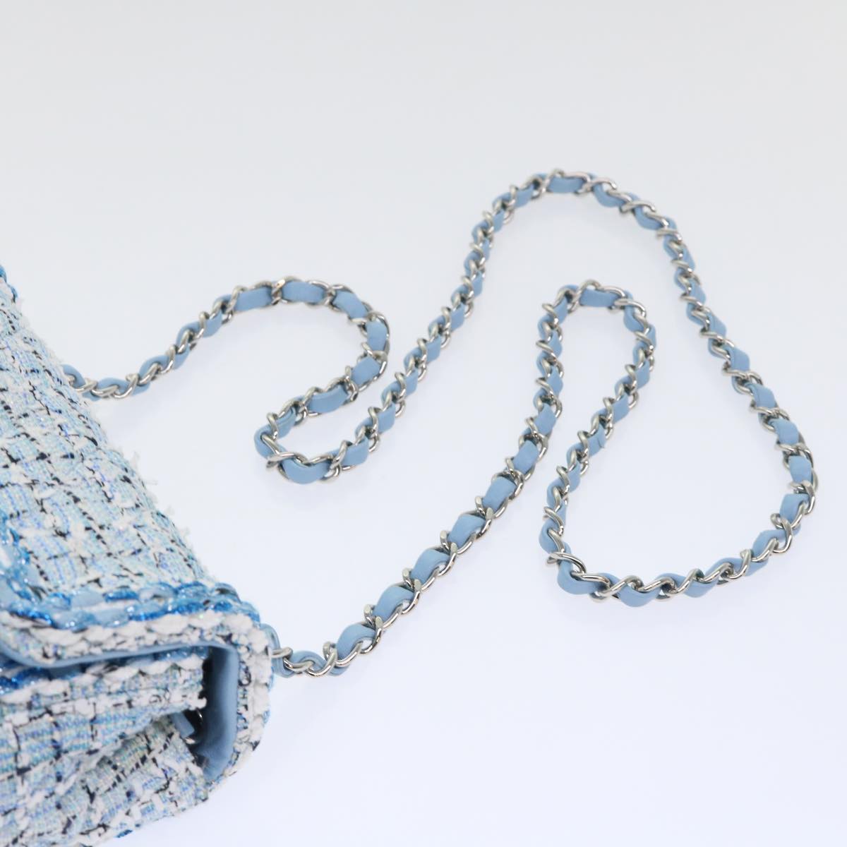 Top Quality Chanel Chain Shoulder Bag Tweed Blue CC Auth 47496A