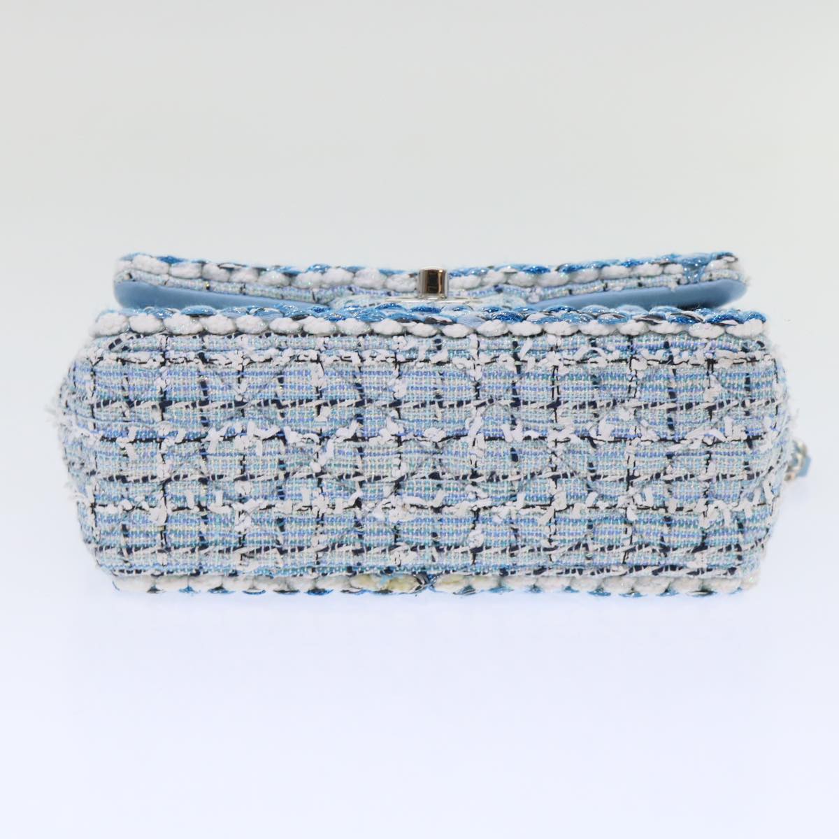 Top Quality Chanel Chain Shoulder Bag Tweed Blue CC Auth 47496A