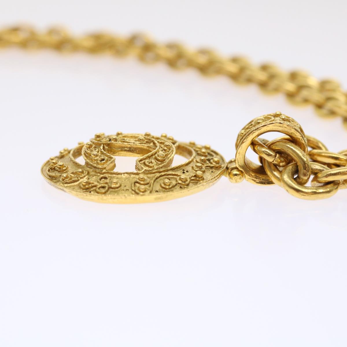Top Quality Chanel Chain Necklace Gold Tone CC Auth 47582A